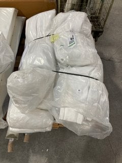 PALLET OF ASSORTED ITEMS TO INCLUDE JOHN LEWIS & PARTNERS DOUBLE PINCH PLEAT CURTAINS IN WHITE: LOCATION - A2 (KERBSIDE PALLET DELIVERY)