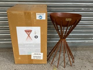 IVYLIVING OUTDOOR TALL METAL DAKOTA FIRE BOWL IN RUST H 65CM W 38CM RRP: £230: LOCATION - A1