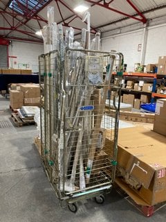 CAGE OF ASSORTED BLINDS/CURTAIN POLES TO INCLUDE JOHN LEWIS & PARTNERS 28MM FIXED EYELET BALL FINIAL CURTAIN POLE KIT 300CM ( CAGE NOT INCLUDED ): LOCATION - A2 (KERBSIDE PALLET DELIVERY)