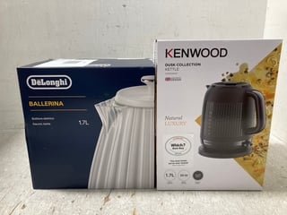 DELONGHI BALLERINA 1.7L KETTLE IN WHITE TO ALSO INCLUDE KENWOOD DUSK COLLECTION 1.7L KETTLE IN BLACK: LOCATION - C1