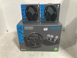 3 X LOGITECH ITEMS TO INCLUDE LOGITECH G923 STEERING WHEEL & PEDALS: LOCATION - WA5