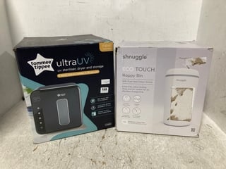 TOMMEE TIPPEE ULTRA UV STERILIZER, DRYER & STORAGE SET IN BLACK TO ALSO INCLUDE SHNUGGLE ECO TOUCH NAPPY BIN: LOCATION - WA9