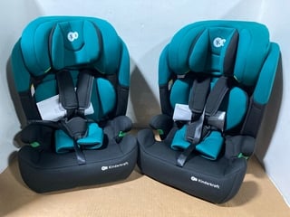 2 X KINDERKRAFT COMFORT UP I-SIZE CHILDRENS CAR SEAT IN BLACK/GREEN: LOCATION - WA11