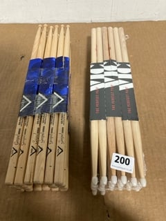 QTY OF VATER GOOD WOOD PERFECTED GOSPEL SERIES WOODEN DRUMSTICKS TO ALSO INCLUDE QTY OF VIC PITCH PAIRED WOODEN DRUMSTICKS: LOCATION - A17