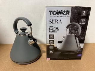 2 X TOWER SERA 1.7 LITRE PYRAMID KETTLES IN GREY: LOCATION - A16