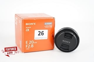 SONY SEL20F28 E MOUNT -APS-C 20MM WIDE ANGLE CAMERA LENSE - RRP £260.00: LOCATION - BOOTH