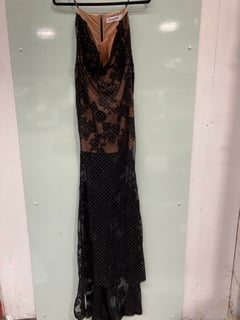 SELF PORTRAIT BLACK RHINESTONE LACE MAXI DRESS- UK SIZE 10 - RRP £820.00: LOCATION - BOOTH