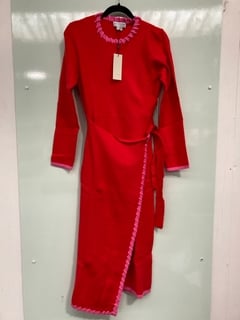 LADIES NEVER FULLY DRESSED SYDNEY WRAP DRESS IN RED/PINK - UK SIZE S - RRP £129.99: LOCATION - BOOTH