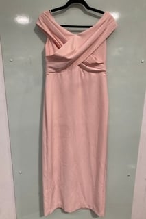 RALPH LAUREN WOMENS RUFFLE FRONT PARTY DRESS IN PINK - SIZE UK 8: LOCATION - A10