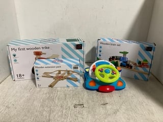 4 X ASSORTED JOHN LEWIS & PARTNERS TOYS TO INCLUDE MY FIRST WOODEN TRIKE TOY: LOCATION - A8