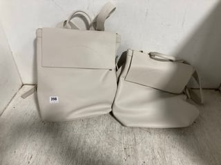 2 X JOHN LEWIS & PARTNERS LEATHER SATCHEL BACKPACKS IN CREAM: LOCATION - A8