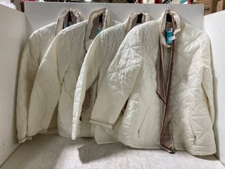 4 X ANNA ROSE WOMENS WHITE JACKETS WITH DETAILED SCARF IN VARIOUS SIZES - COMBINED RRP: £260: LOCATION - A6