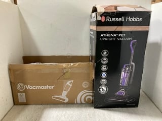 VACMASTER JOEY COMPACT CORDLESS VACUUM CLEANER - MODEL NO VSD1801UK TO INCLUDE RUSSELL HOBBS ATHENA PET UPRIGHT VACUUM CLEANER: LOCATION - A6