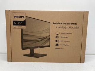 PHILIPS S-LINE 272S1AE 27 INCH FULL HD HEIGHT ADJUSTABLE MONITOR (SEALED) -RRP £149.97: LOCATION - BOOTH