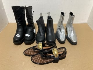 4 X ASSORTED WOMENS FOOTWEAR ITEMS TO INCLUDE VEGETARIAN SHOES ANKLE BOOTS IN BLACK UK SIZE 5: LOCATION - B1