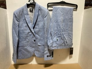 TWISTED TAILOR MENS CLAREMONT LINEN JACKET AND TROUSERS IN BLUE UK SIZE 40R AND 36R: LOCATION - B3