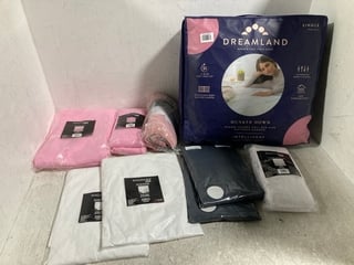 QTY OF ASSORTED BEDDING ITEMS TO INCLUDE DREAMLAND HUNKER DOWN SCANDI SHERPA FULL BED SIZE MATTRESS WARMER SINGLE SIZE: LOCATION - B4