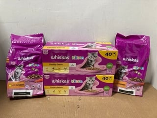 2 X 1.9KG BAGS OF WHISKAS KITTEN DRY CAT FOOD IN CHICKEN FLAVOUR - BBE: 06.02.2026 TO ALSO INCLUDE 2 X BOXES OF WHISKAS KITTEN POULTRY FEASTS VARIETY PACK CAT FOOD IN VARIOUS FLAVOURS - BBE: 16.05.20