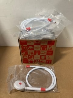 QTY OF DUPAL SHOWER HEAD AND HOSE REPLACEMENTS IN RED/WHITE: LOCATION - B13