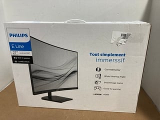 PHILIPS E LINE 27 INCH CURVED LCD FULL HD MONITOR (SEALED) - RRP £119: LOCATION - B14