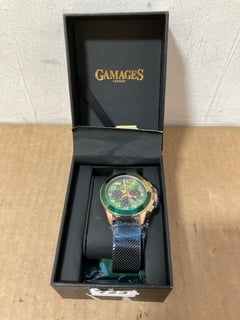 GAMAGES PILOT ROSE GOLD AUTOMATIC WATCH IN GREEN/BLACK - RRP £119: LOCATION - B15