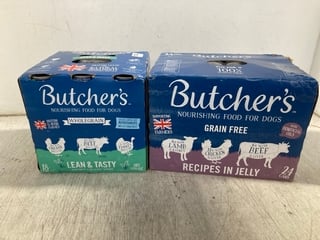 2 X 18 PACKS OF BUTCHERS TINNED DOG FOOD IN VARIOUS FLAVOURS - BBE: 02.2027: LOCATION - C12