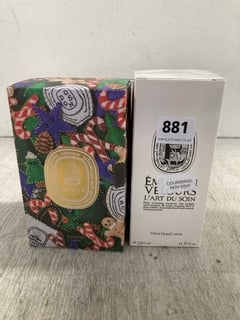 DIPTYQUE HOLIDAY LANTERN FOR CLASSIC CHRISTMAS TO ALSO INCLUDE DIPTYQUE 350ML VELVET HAND LOTION - COMBINED RRP £139: LOCATION - C11