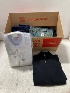 QTY OF ASSORTED MENS JOHN LEWIS & PARTNERS CLOTHING IN VARIOUS SIZES TO INCLUDE SLIM FIT LONG SLEEVED FORMAL SHIRT IN BLUE - SIZE UK 17.5 INCH: LOCATION - C10