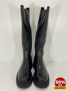 DUNE WOMEN'S TEMPAS LEATHER KNEE HIGH BOOTS IN BLACK - 4 - RRP £200: LOCATION - LUX