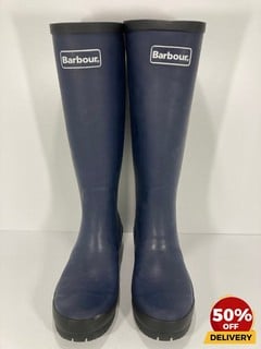 BARBOUR WOMEN'S ABBEY TALL WELLIES IN NAVY - UK 7 - RRP £54.95: LOCATION - LUX