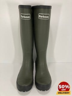 BARBOUR WOMEN'S ABBEY TALL WELLIES IN OLIVE - UK 5 - RRP £69.95: LOCATION - LUX