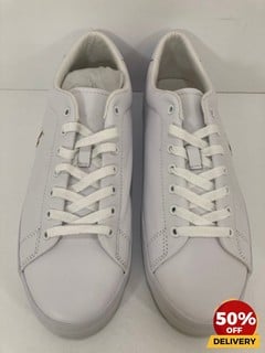 POLO RALPH LAUREN MEN'S LONGWOOD LEATHER LOW TOP TRAINERS IN WHITE/WHITE - UK 10 - RRP £105: LOCATION - LUX