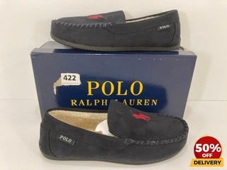 POLO RALPH LAUREN MEN'S DECLAN SUEDE MOCASSIN SLIPPERS IN NAVY - UK 7 - RRP £80: LOCATION - LUX