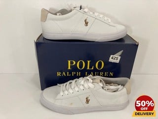 POLO RALPH LAUREN MEN'S SAYER CANVAS LOW TOP TRAINERS IN WHITE - UK 9 - RRP £85: LOCATION - LUX