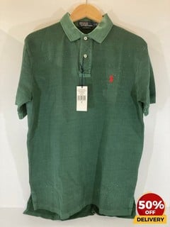 POLO RALPH LAUREN MEN'S WASHED POLO SHIRT -INKELLY GREEN - SIZE M - RRP £169: LOCATION - LUX