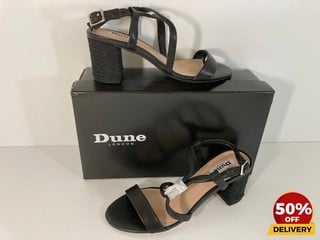 DUNE WOMEN'S JAZZI LEATHER BLOCK HEELED SANDALS IN BLACK - UK 3 - RRP £75: LOCATION - LUX