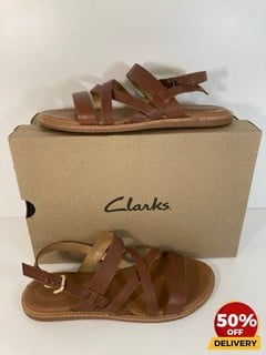 CLARKS WOMEN'S KARSEA SUN LEATHER SANDALS IN TAN - UK 6 - RRP £59: LOCATION - LUX