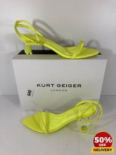 KURT GEIGER LONDON WOMEN'S SHOREDITCH BARELY THERE HEELED SANDALS IN YELLOW - UK 4 - RRP £139: LOCATION - LUX