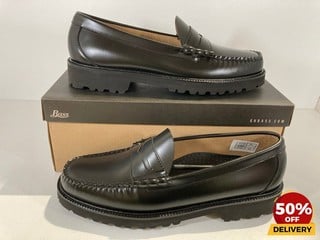 WEEJUNS G.H.BASS & CO LARSON PENNY LEATHER LOAFERS IN BLACK SIZE UK 11 - RRP £170: LOCATION - LUX