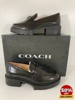 COACH WOMEN'S LEAH LEATHER LOAFERS IN BLACK - UK 4 - RRP £195: LOCATION - LUX