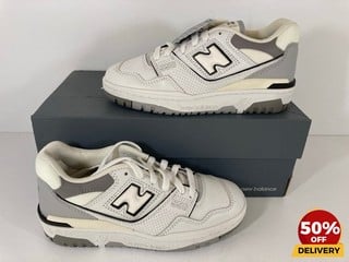 NEW BALANCE 550 PREMIUM LEATHER TRAINERS IN WHITE/GREY - UK 3.5 - RRP £130: LOCATION - LUX