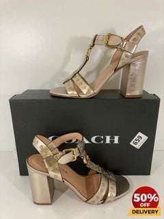 COACH WOMEN'S MARGARET HEELED SANDALS IN CHAMPAGNE - UK 4 - RRP £250: LOCATION - LUX