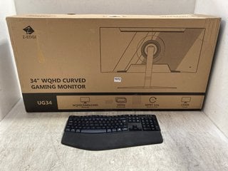 Z-EDGE 34 INCH WQHD CURVED GAMING MONITOR - MODEL: UG34 TO INCLUDE WIRELESS KEYBOARD - RRP:£300: LOCATION - BR5