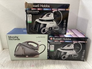 3 X ASSORTED HOUSEHOLD APPLIANCES TO INCLUDE MORPHY RICHARDS 1.8L BLACK STEAM GENERATOR: LOCATION - BR5