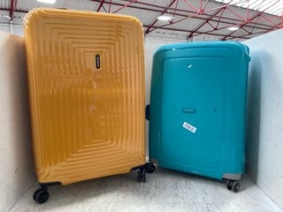 SAMSONITE BLUE MEDIUM SUITCASE TO INCLUDE SAMSONITE METALLIC YELLOW LARGE SUITCASE: LOCATION - BR5