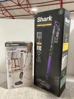 SHARK CORDLESS STICK ANTI HAIR WRAP VACUUM - MODEL: IZ202UKT - RRP:£250 TO INCLUDE DAEWOO 12 IN 1 UPRIGHT OR HANDHELD STEAM MOP: LOCATION - BR7