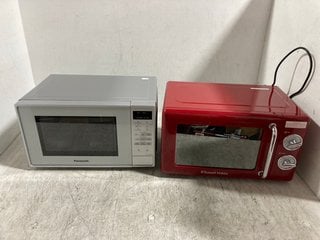 PANASONIC MICROWAVE OVEN IN SILVER - MODEL: NN-E28JMM TO INCLUDE RUSSELL HOBBS RETRO RIBBON RED MICROWAVE - MODEL: RHRETMM705R-N: LOCATION - BR8