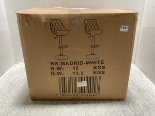 SET OF 2 NEO WHITE MADRID SWIVEL BAR STOOLS - MODEL: BS-MADRID-WHITE: LOCATION - BR10