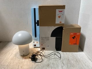 5 X ASSORTED JOHN LEWIS & PARTNERS LIGHTING ITEMS TO INCLUDE MUSHROOM LED TOUCH TABLE LAMP: LOCATION - AR1