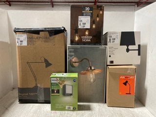 6 X ASSORTED HOUSEHOLD LIGHTS TO INCLUDE JOHN LEWIS & PARTNERS ANSEL WALL LIGHT: LOCATION - AR1